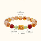 Fortune Jewel 999 Sterling Silver Natural Citrine Red Agate Hetian Jade Beads Protection Bracelet