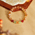 Fortune Jewel 999 Sterling Silver Natural Citrine Red Agate Hetian Jade Beads Protection Bracelet