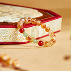 Fortune Jewel 999 Sterling Silver Natural Citrine Red Agate Hetian Jade Beads Protection Bracelet