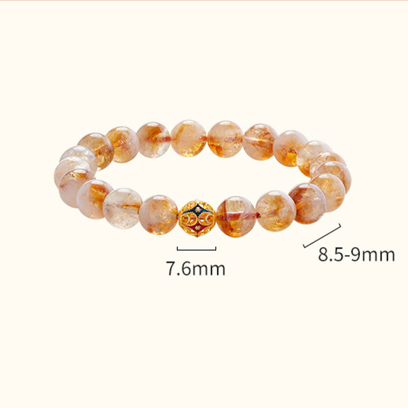 Fortune Jewel 999 Sterling Silver Natural Citrine Flower Balls Beads Protection Bracelet