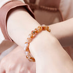 Fortune Jewel 999 Sterling Silver Natural Citrine Flower Balls Beads Protection Bracelet
