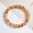 Fortune Jewel 999 Sterling Silver Natural Citrine Flower Balls Beads Protection Bracelet