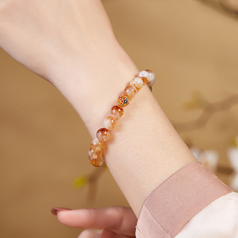 Fortune Jewel 999 Sterling Silver Natural Citrine Flower Balls Beads Protection Bracelet