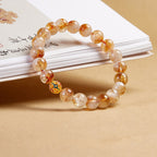Fortune Jewel 999 Sterling Silver Natural Citrine Flower Balls Beads Protection Bracelet
