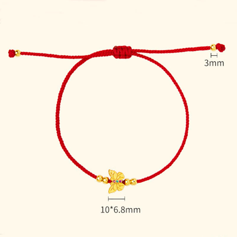 Fortune Jewel 999 Sterling Silver Butterfly Red String Strength Bracelet