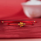 Fortune Jewel 999 Sterling Silver Butterfly Red String Strength Bracelet