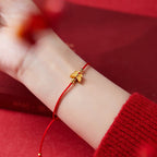 Fortune Jewel 999 Sterling Silver Butterfly Red String Strength Bracelet