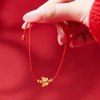 Fortune Jewel 999 Sterling Silver Butterfly Red String Strength Bracelet