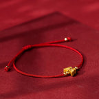 Fortune Jewel 999 Sterling Silver Butterfly Red String Strength Bracelet