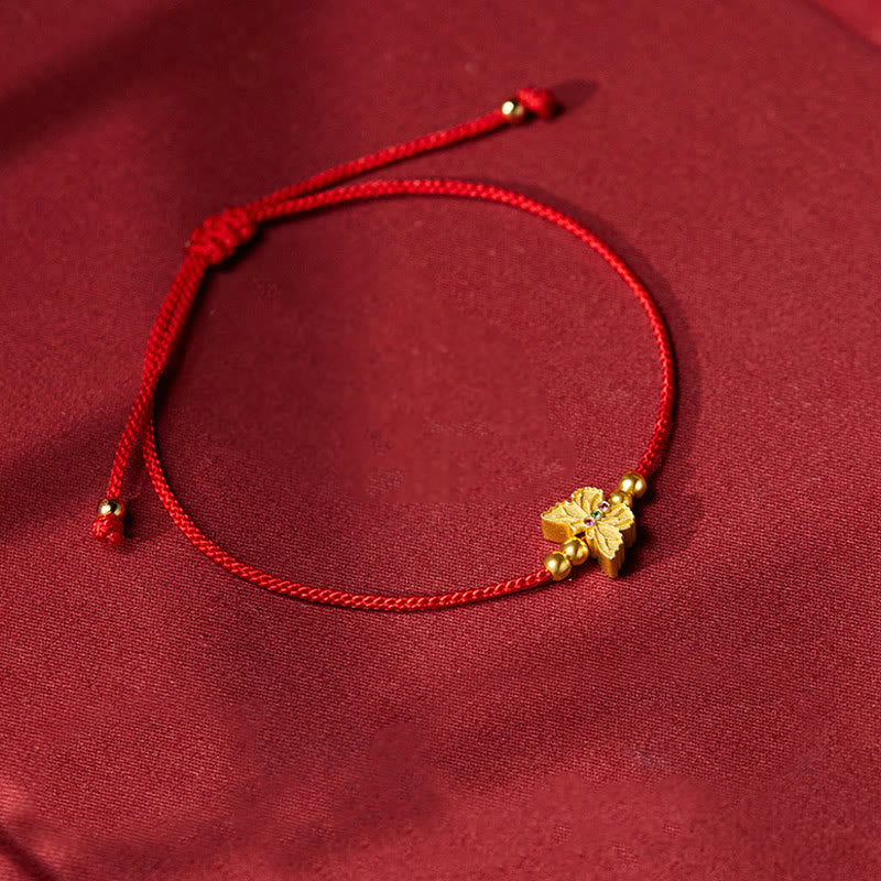 Fortune Jewel 999 Sterling Silver Butterfly Red String Strength Bracelet
