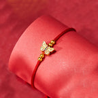 Fortune Jewel 999 Sterling Silver Butterfly Red String Strength Bracelet