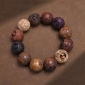 Fortune Jewel Carving Sandalwood Chinese Zodiac Auspicious Dragon Phoenix Fu Character Healing Bracelet