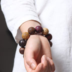 Fortune Jewel Carving Sandalwood Chinese Zodiac Auspicious Dragon Phoenix Fu Character Healing Bracelet