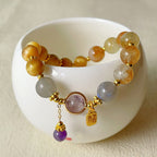 Fortune Jewel Natural Citrine Tiger Eye Fu Character Prosperity Bracelet