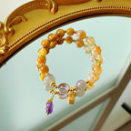 Fortune Jewel Natural Citrine Tiger Eye Fu Character Prosperity Bracelet
