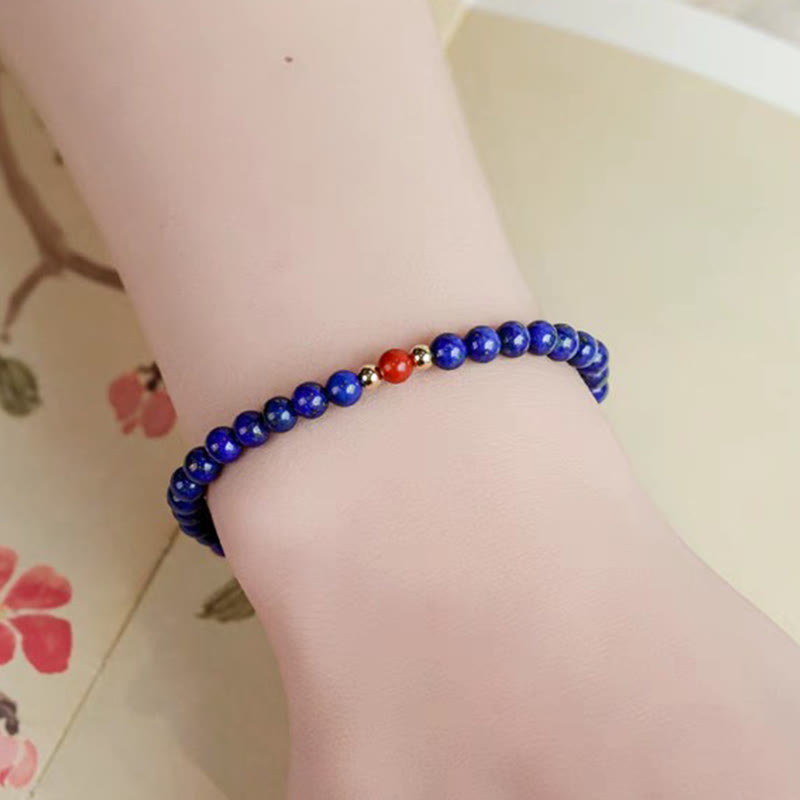 Fortune Jewel Small Lazurite Cinnabar Ultra-thin Beads Positive Bracelet