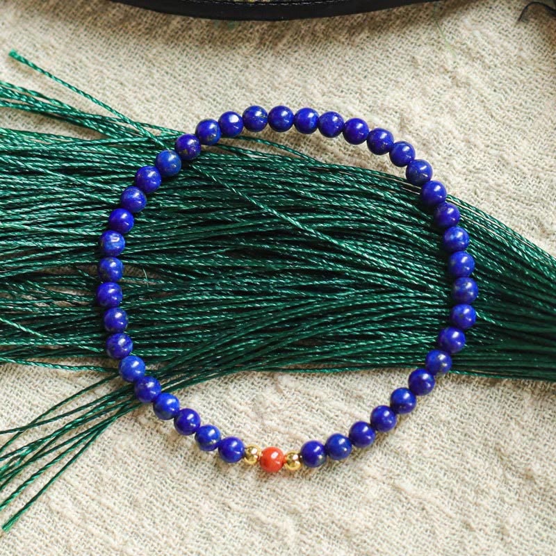 Fortune Jewel Small Lazurite Cinnabar Ultra-thin Beads Positive Bracelet