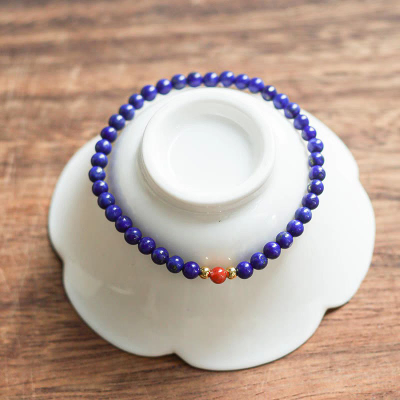 Fortune Jewel Small Lazurite Cinnabar Ultra-thin Beads Positive Bracelet