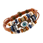 Fortune Jewel Tibetan Evil Eye Leather Adjustable Protection Bracelet