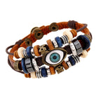 Fortune Jewel Tibetan Evil Eye Leather Adjustable Protection Bracelet