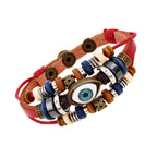 Fortune Jewel Tibetan Evil Eye Leather Adjustable Protection Bracelet