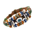Fortune Jewel Tibetan Evil Eye Leather Adjustable Protection Bracelet