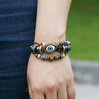 Fortune Jewel Tibetan Evil Eye Leather Adjustable Protection Bracelet