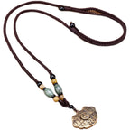 Fortune Jewel Copper Brass Fu Character Luck Fortune Rope Necklace Pendant