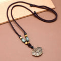 Fortune Jewel Copper Brass Fu Character Luck Fortune Rope Necklace Pendant