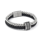 Fortune Jewel Leather Double Layer Titanium Steel Balance Magnetic Buckle Bracelet