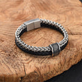 Fortune Jewel Leather Double Layer Titanium Steel Balance Magnetic Buckle Bracelet