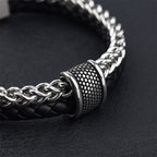 Fortune Jewel Leather Double Layer Titanium Steel Balance Magnetic Buckle Bracelet