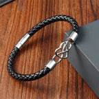 Fortune Jewel Endless Knot Heart Leather Titanium Steel Strength Buckle Bracelet