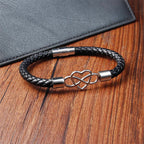 Fortune Jewel Endless Knot Heart Leather Titanium Steel Strength Buckle Bracelet