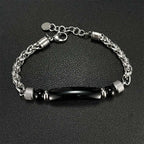 Fortune Jewel Tiger Eye Black Obsidian Stone Titanium Steel Strength Buckle Bracelet