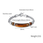 Fortune Jewel Tiger Eye Black Obsidian Stone Titanium Steel Strength Buckle Bracelet