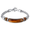 Fortune Jewel Tiger Eye Black Obsidian Stone Titanium Steel Strength Buckle Bracelet