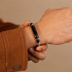Fortune Jewel Tiger Eye Black Obsidian Stone Titanium Steel Strength Buckle Bracelet