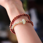 Fortune Jewel Sandalwood Hetian Jade Protection Double Wrap Bracelet