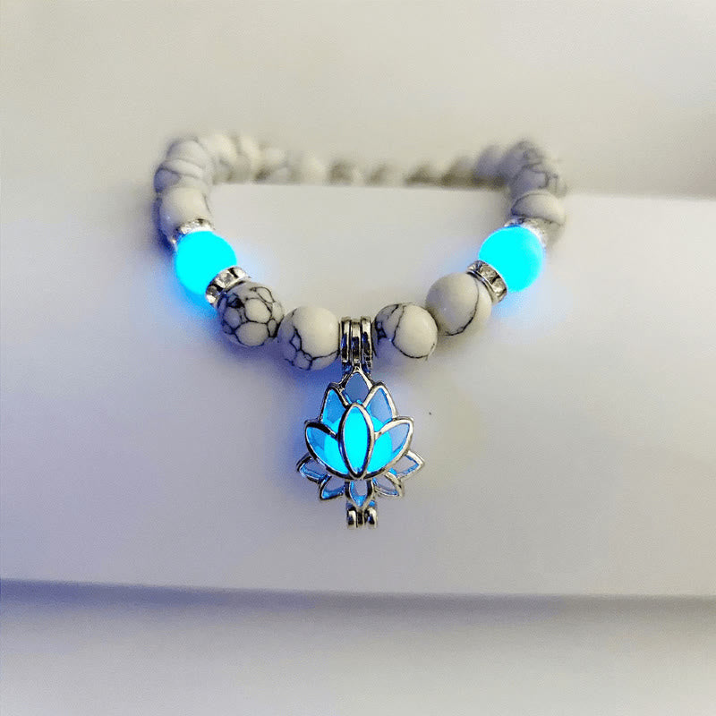 Fortune Jewel Tibetan Turquoise Glowstone Luminous Bead Lotus Protection Bracelet