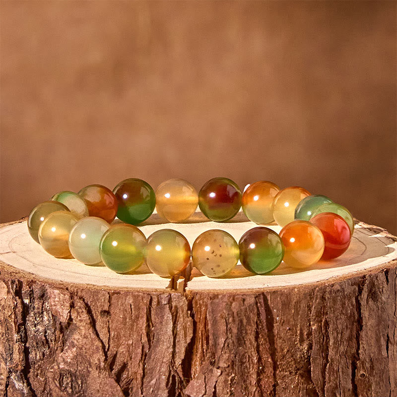 Fortune Jewel Natural Colorful Peacock Agate Courage Purify Bracelet