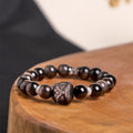 Fortune Jewel Natural Silver Sheen Obsidian Lion Dance Protection Bracelet