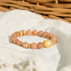 Fortune Jewel Natural Peach Moonstone Adjustable Soothing Bracelet