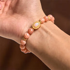 Fortune Jewel Natural Peach Moonstone Adjustable Soothing Bracelet