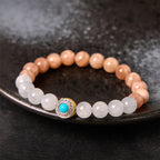 Fortune Jewel Natural Peach Moonstone Aquamarine Soothing Bracelet