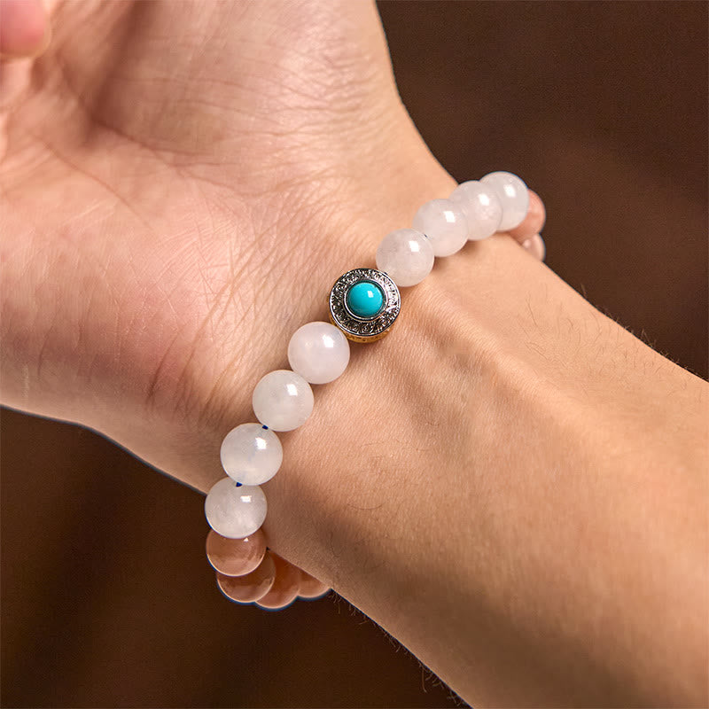 Fortune Jewel Natural Peach Moonstone Aquamarine Soothing Bracelet