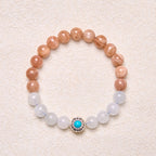 Fortune Jewel Natural Peach Moonstone Aquamarine Soothing Bracelet