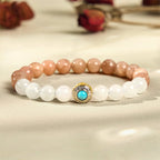 Fortune Jewel Natural Peach Moonstone Aquamarine Soothing Bracelet