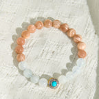 Fortune Jewel Natural Peach Moonstone Aquamarine Soothing Bracelet