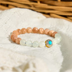 Fortune Jewel Natural Peach Moonstone Aquamarine Soothing Bracelet